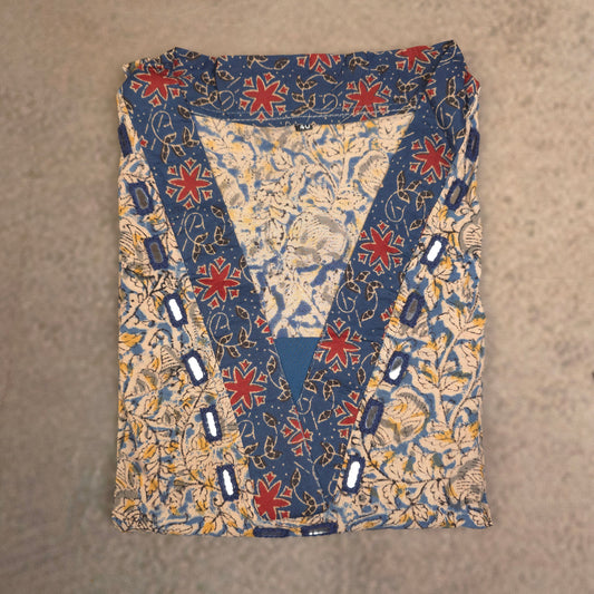 Kurti - 2 Piece Kurti Set - Blue Kalamkari Print