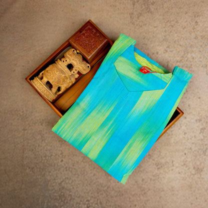 Kurti - 3 Piece Kurti Set - Turquoise blue