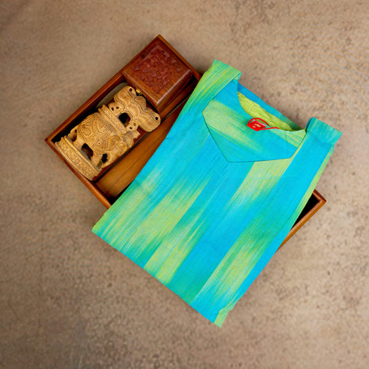 Kurti - 3 Piece Kurti Set - Turquoise blue