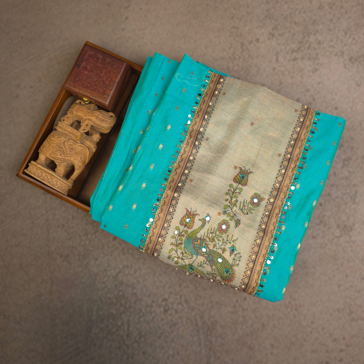 Salwar Material - Aqua Turquoise