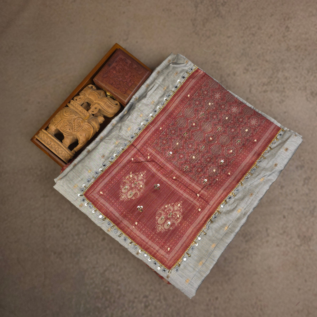 Salwar Material - Muted Taupe Grey
