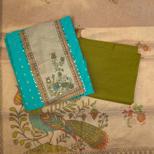Salwar Material - Aqua Turquoise