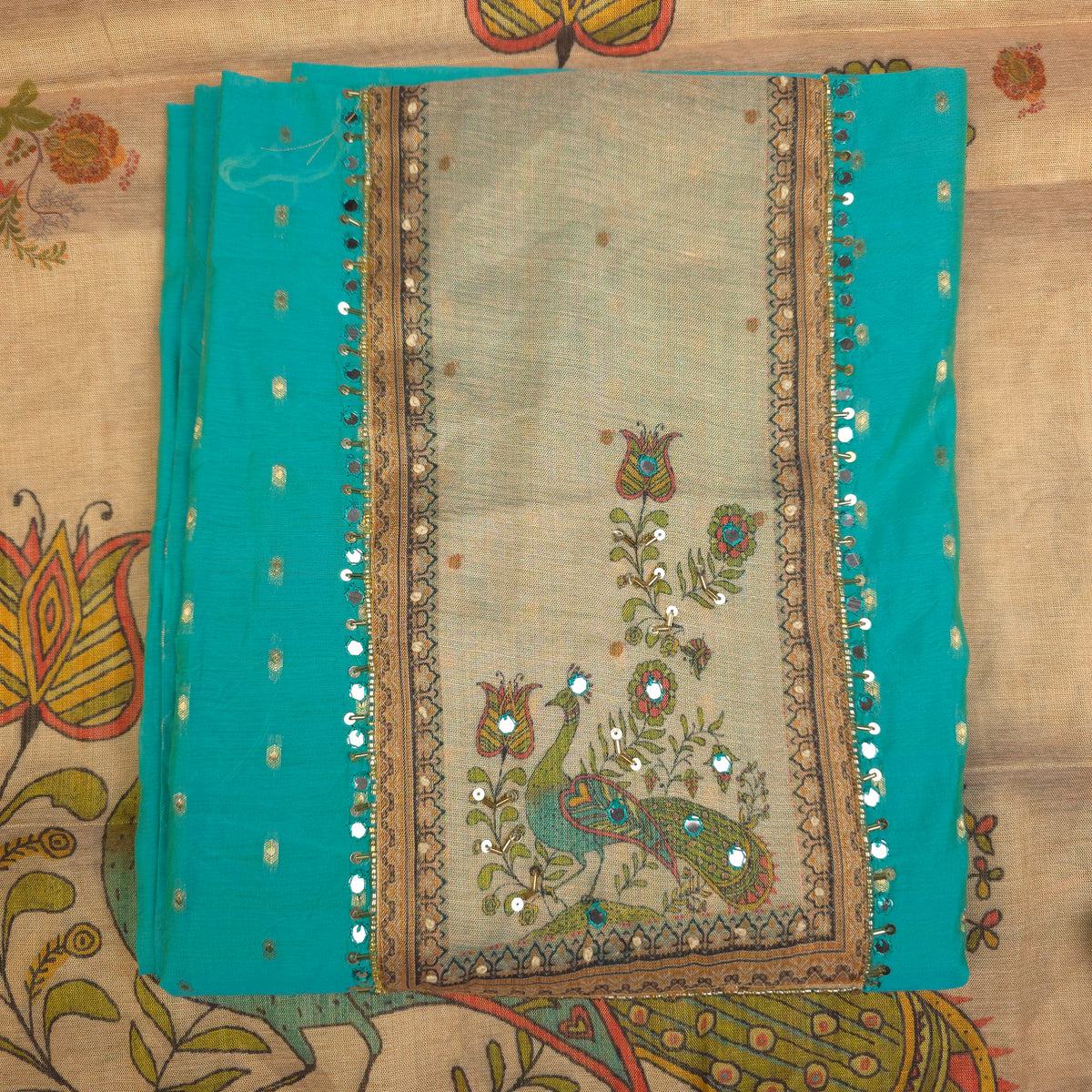 Salwar Material - Aqua Turquoise