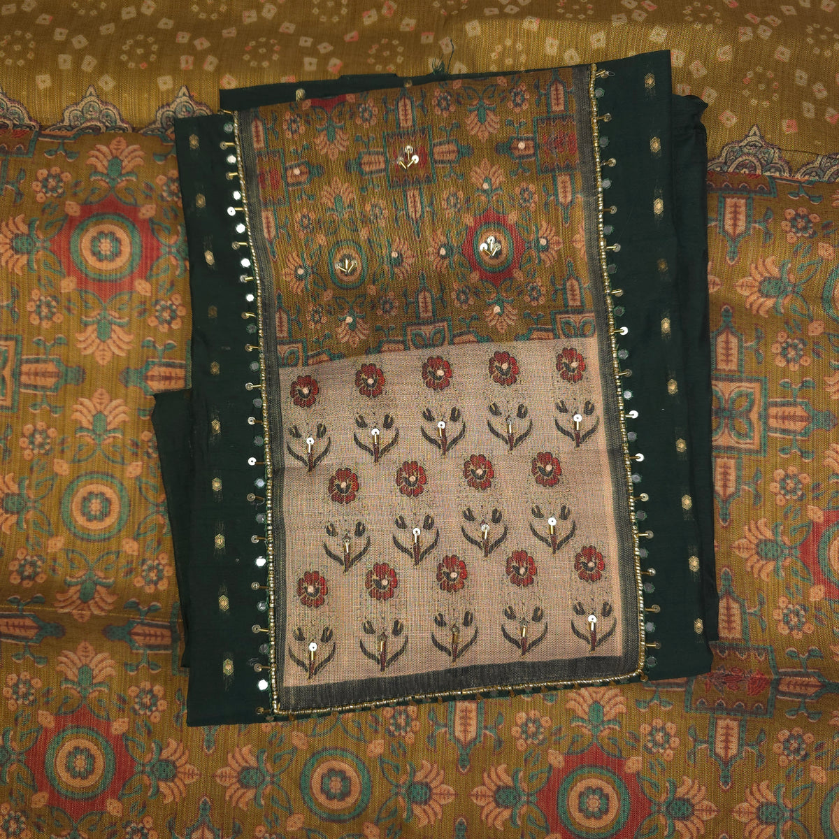 Salwar Material - Military Green