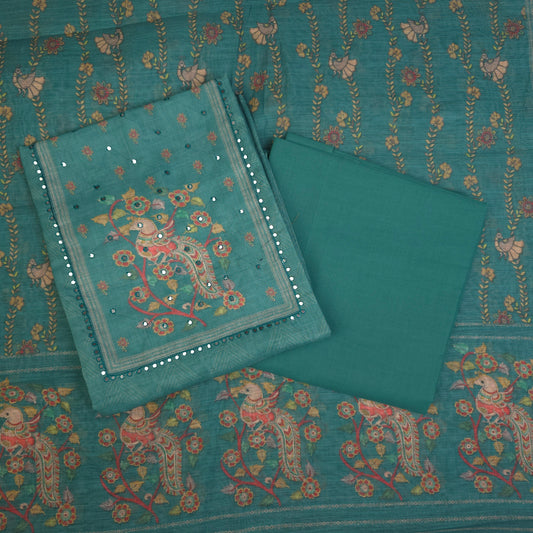 Salwar Material - Teal Green