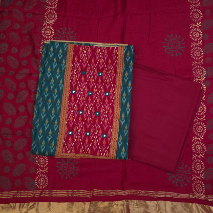 Salwar Material - Teal & Maroon