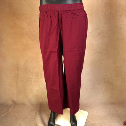 Kurti - 3 Piece Kurti Set - Wine Maroon Embroidered
