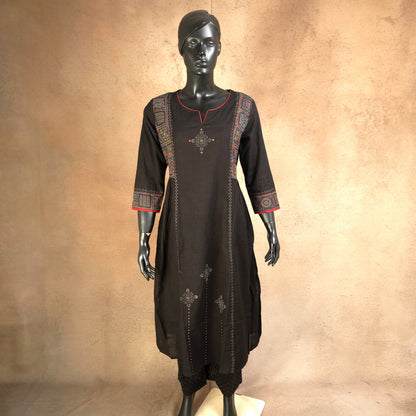 Kurti - 2 Piece Kurti Set - Black
