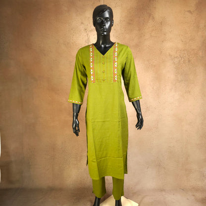 Kurti - 2 Piece Kurti Set - Lime Green