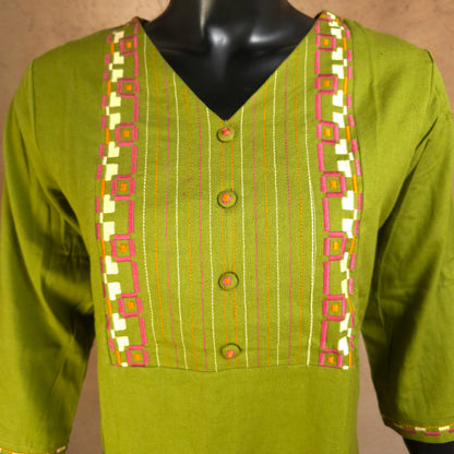 Kurti - 2 Piece Kurti Set - Lime Green