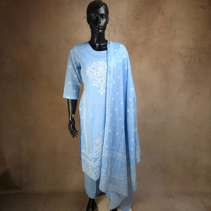 Kurti - 3 Piece Kurti Set - Powder Blue