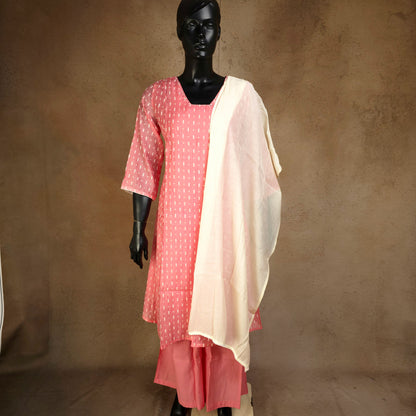 Kurti - 3 Piece Kurti Set - Coral Pink