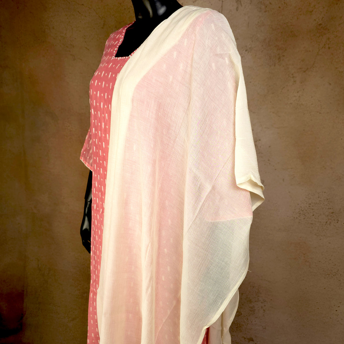 Kurti - 3 Piece Kurti Set - Coral Pink