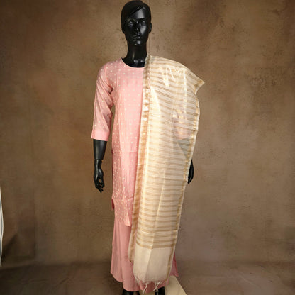 Kurti - 3 Piece Kurti Set - Soft Pink/Peach