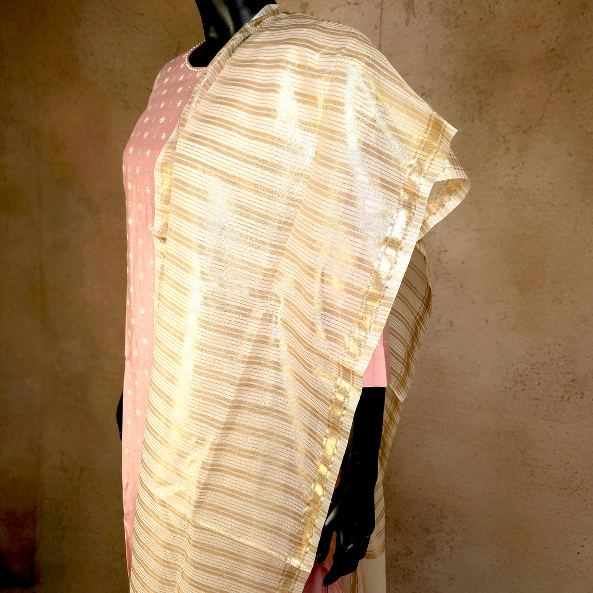 Kurti - 3 Piece Kurti Set - Soft Pink/Peach