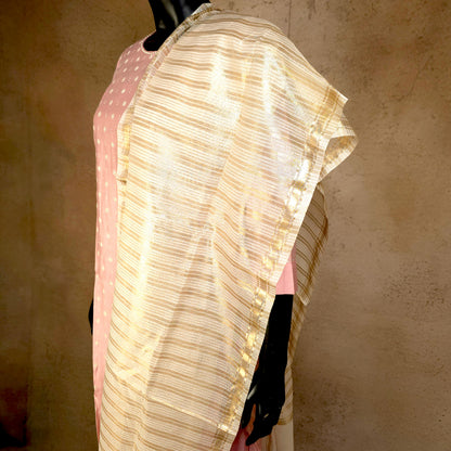 Kurti - 3 Piece Kurti Set - Soft Pink/Peach