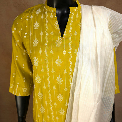 Kurti - 3 Piece Kurti Set - Lime Green