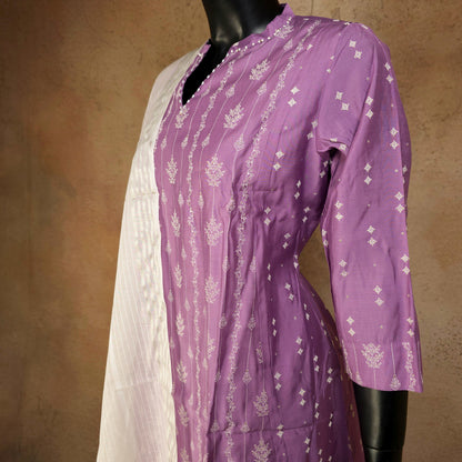 Kurti - 3 Piece Kurti Set - Lavender Purple
