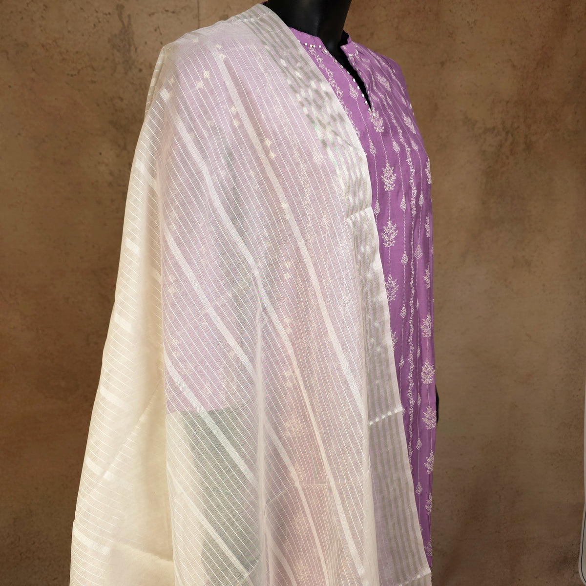Kurti - 3 Piece Kurti Set - Lavender Purple