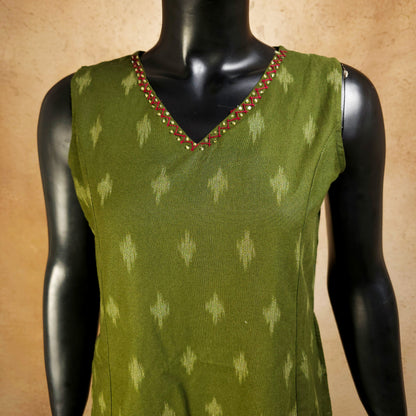 Kurti - 2 Piece Kurti Set - Muted Military Green