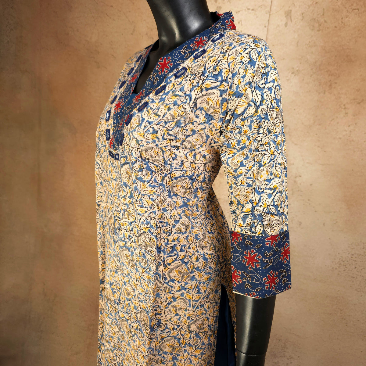 Kurti - 2 Piece Kurti Set - Blue Kalamkari Print