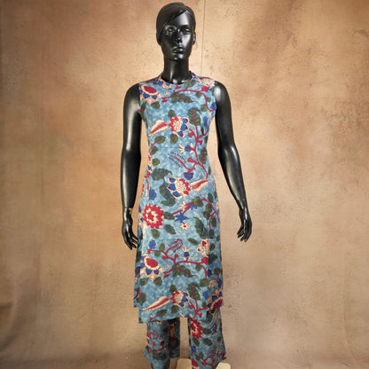 Kurti - 2 Piece Kurti Set - Muted Dusty Blue