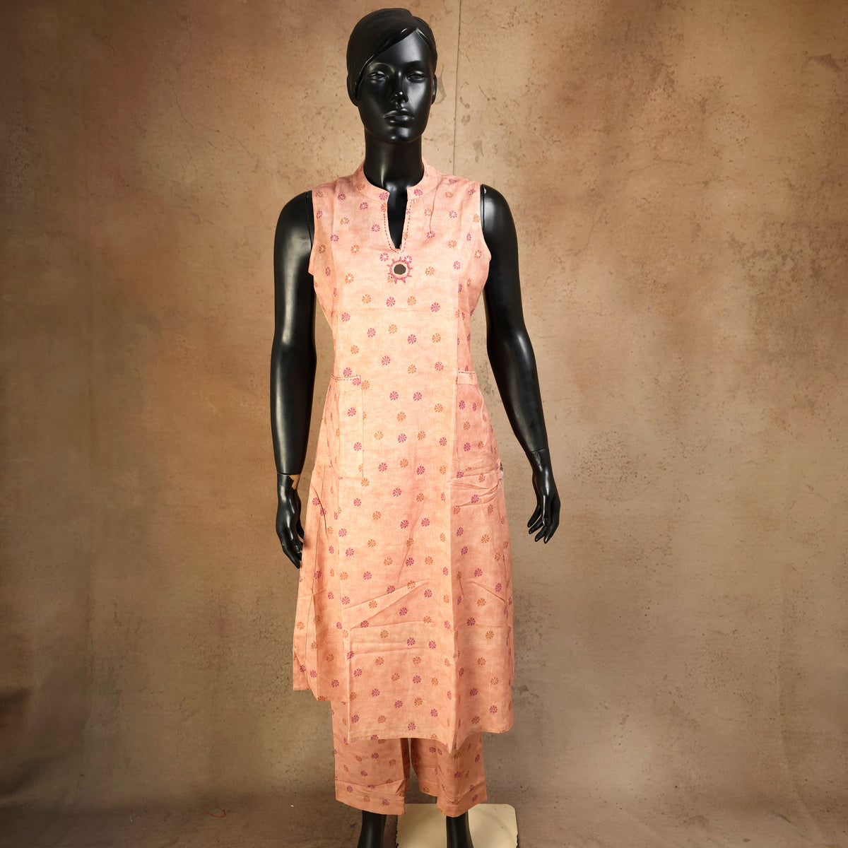 Kurti - 2 Piece Kurti Set - Peach