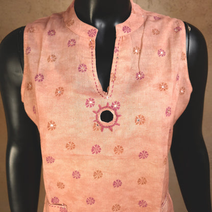 Kurti - 2 Piece Kurti Set - Peach