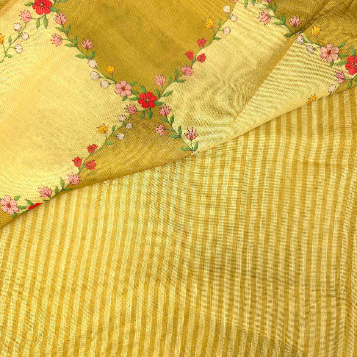 Saree - Linen Tissue - Yellow
