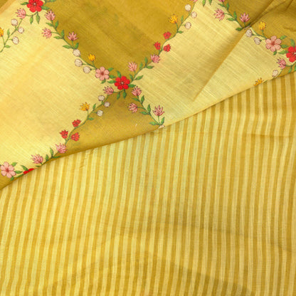 Saree - Linen Tissue - Yellow