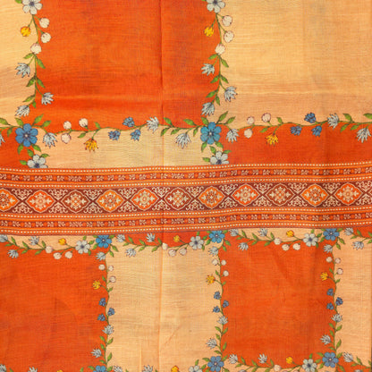 Saree - Linen Tissue - Orange