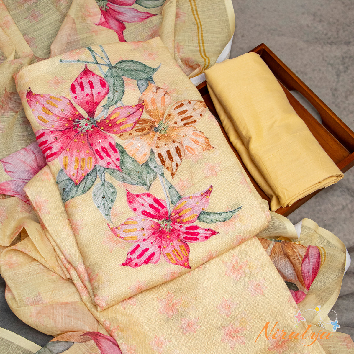 Salwar Material - Pastel Floral Printed