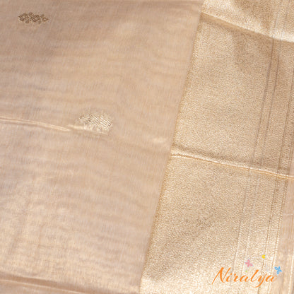 Salwar Material - Champagne Beige Woven Zari Floral
