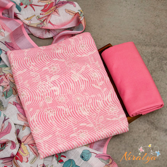 Salwar Material - Pink Floral