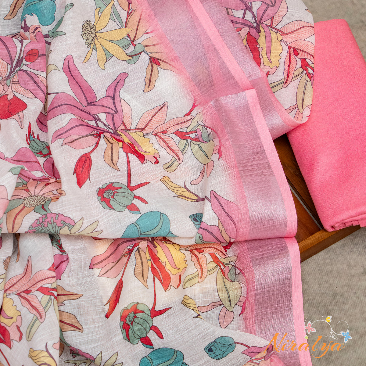 Salwar Material - Pink Floral