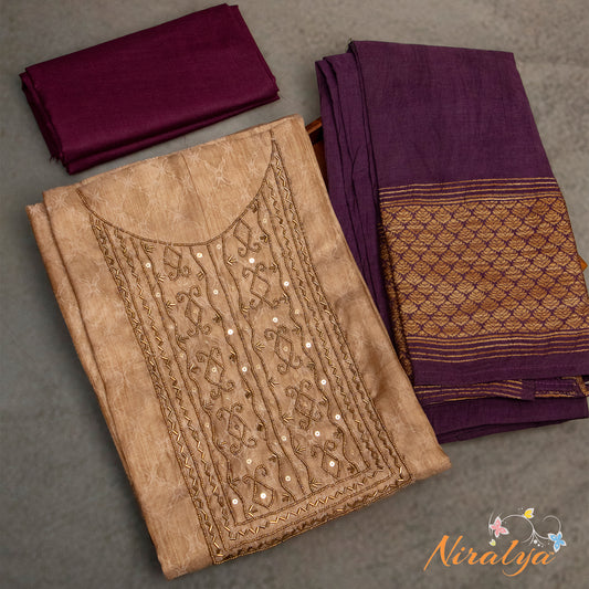 Salwar Material - Peach Beige