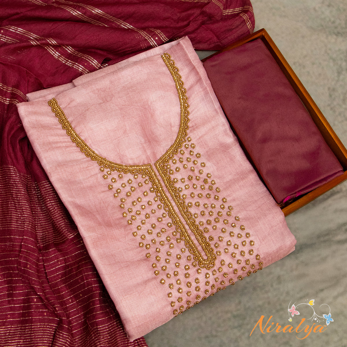 Salwar Material - Dusty Pink Slub