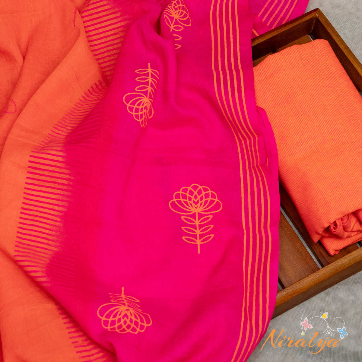 Salwar Material - Rani Pink Cotton Slub