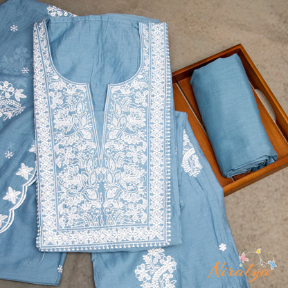 Salwar Material - Powder Blue Cotton Slub