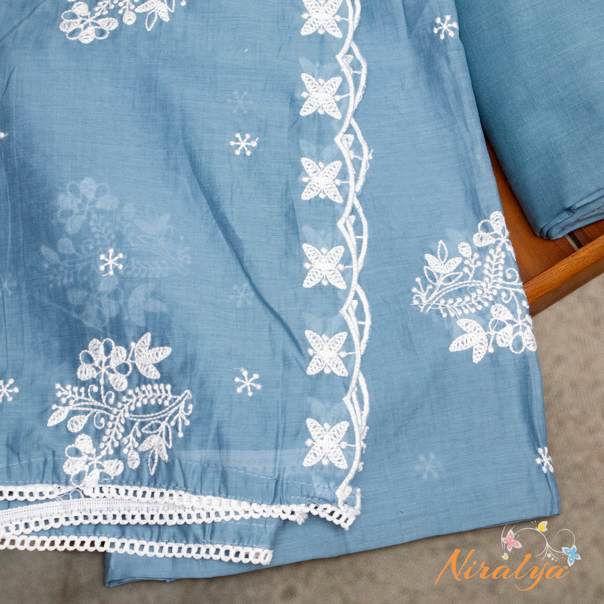 Salwar Material - Powder Blue Cotton Slub