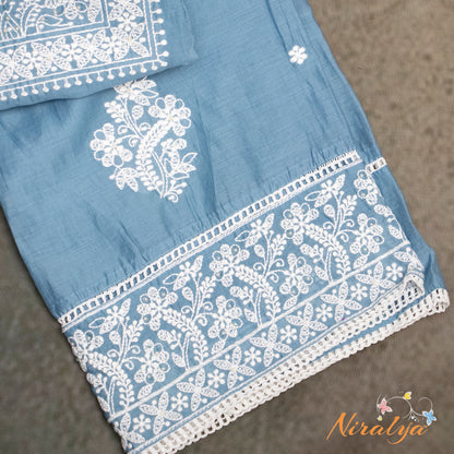 Salwar Material - Powder Blue Cotton Slub