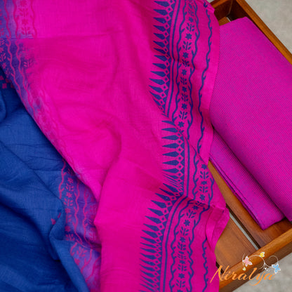 Salwar Material - Indigo Blue Cotton Slub