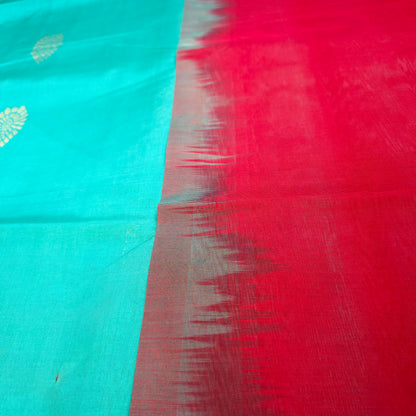 Pure Silk Cotton Saree - Turquoise Blue