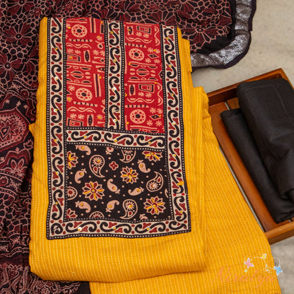 Salwar Material - Mustard Yellow Cotton Slub