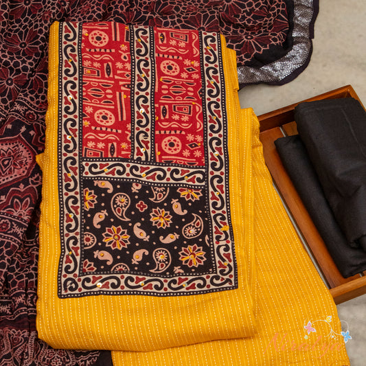 Salwar Material - Mustard Yellow Cotton Slub