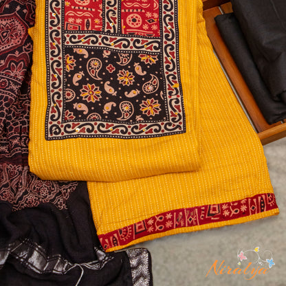 Salwar Material - Mustard Yellow Cotton Slub