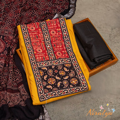 Salwar Material - Mustard Yellow Cotton Slub
