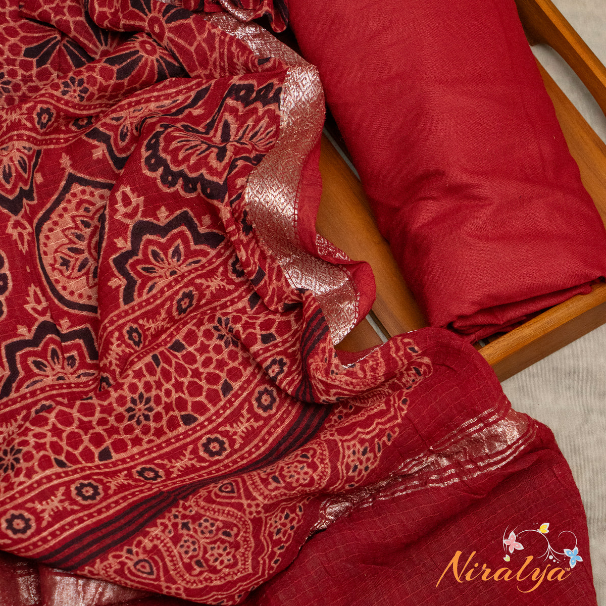 Salwar Material - Wine Red Cotton Slub
