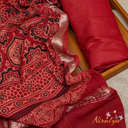 Salwar Material - Wine Red Cotton Slub