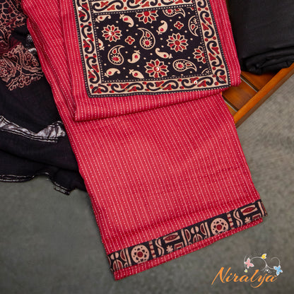Salwar Material - Wine Red Cotton Slub